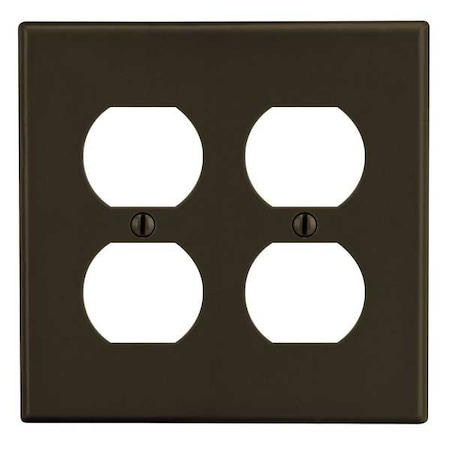 Duplex Receptacle Wall Plate, Number of Gangs: 2 Plastic, Satin Finish, Brown MPN:PJ82