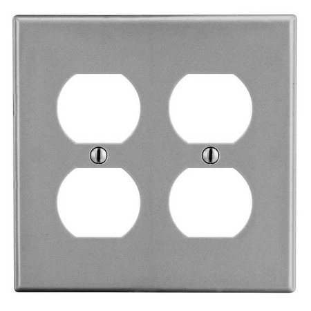 Duplex Receptacle Wall Plate, Number of Gangs: 2 Plastic, Satin Finish, Graphite MPN:PJ82GY