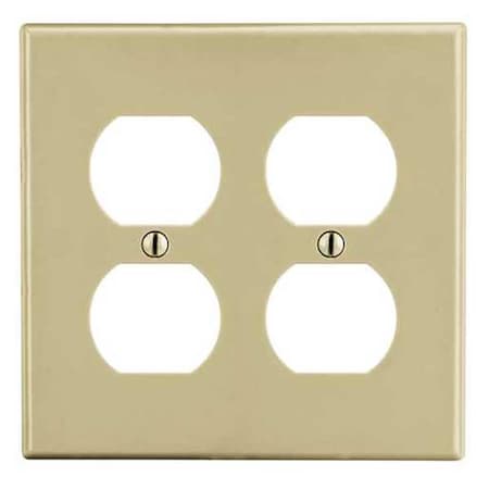 Duplex Receptacle Wall Plate, Number of Gangs: 2 Plastic, Satin Finish, Ivory MPN:PJ82I
