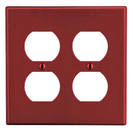 Duplex Receptacle Wall Plate, Number of Gangs: 2 Plastic, Satin Finish, Red MPN:PJ82R