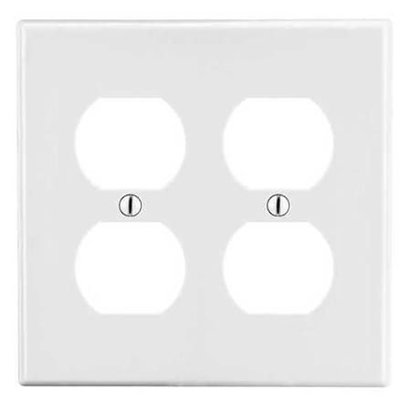 Duplex Receptacle Wall Plate, Number of Gangs: 2 Plastic, Satin Finish, White MPN:PJ82W