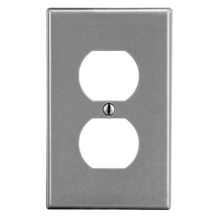 Duplex Receptacle Wall Plate, Number of Gangs: 1 Plastic, Satin Finish, Graphite MPN:PJ8GY