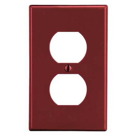 Duplex Receptacle Wall Plate, Number of Gangs: 1 Plastic, Satin Finish, Red MPN:PJ8R