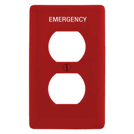 Duplex Receptacle Wall Plate, Number of Gangs: 1 Plastic, Smooth Finish, Red MPN:PJ8RMEV