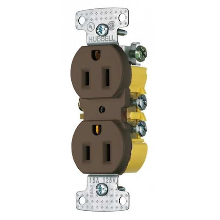Straight Blade Receptacle, 5-15R, 15 A, 125V AC, 2 Pole, 3 Wire, Flush Mount, Grounded MPN:RR15