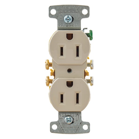 Straight Blade Receptacle, 5-15R, 15 A, 125V AC, 2 Pole, 3 Wire, Flush Mount, Grounded MPN:RR15LA