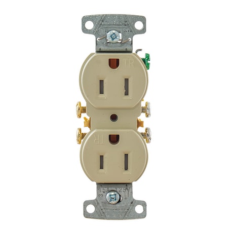 Straight Blade Receptacle, 5-15R, 15 A, 125V AC, 2 Pole, 3 Wire, Flush Mount, Self-Grounded MPN:RR15SITR