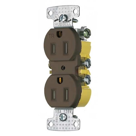Straight Blade Receptacle, 5-15R, 15 A, 125V AC, 2 Pole, 3 Wire, Flush Mount, Self-Grounded MPN:RR15STR