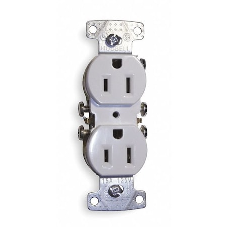 Straight Blade Receptacle, 5-15R, 15 A, 125V AC, 2 Pole, 3 Wire, Flush Mount, Grounded MPN:RR15W