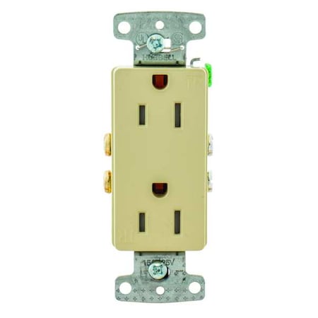 Straight Blade Receptacle, 5-15R, 15 A, 125V AC, 2 Pole, 3 Wire, Flush Mount, Self-Grounded MPN:RRD15SITR