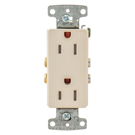 Straight Blade Receptacle, 5-15R, 15 A, 125V AC, 2 Pole, 3 Wire, Flush Mount, Self-Grounded MPN:RRD15SLATR