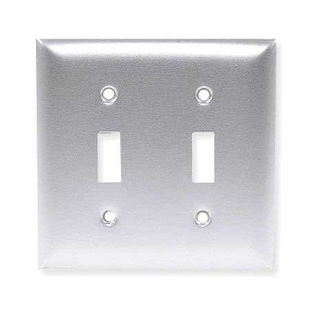 Toggle Switch Wall Plates, Number of Gangs: 2 Aluminum, Brushed Finish, Silver MPN:SA2