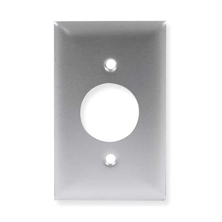 Single Receptacle Wall Plates, Number of Gangs: 1 Aluminum, Brushed Finish, Silver MPN:SA7