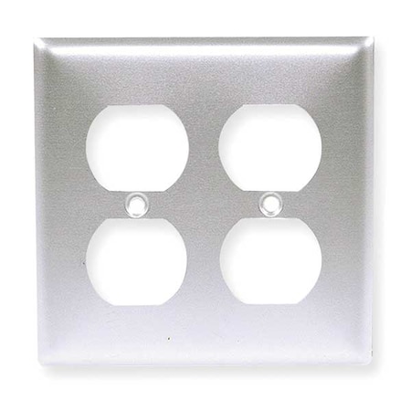 Duplex Opening Wall Plates and Box Cover, Number of Gangs: 2 Aluminum, Brushed Finish, Silver MPN:SA82