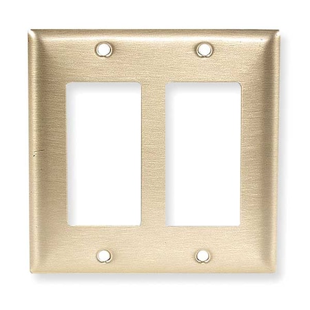 Rocker Wall Plates and Box Cover, Number of Gangs: 2 Brass, Brushed Finish, Brass MPN:SB262