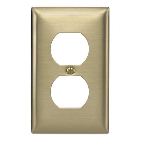 Duplex Receptacle Wall Plates, Number of Gangs: 1 Brass, Brushed Finish, Brass MPN:SB8