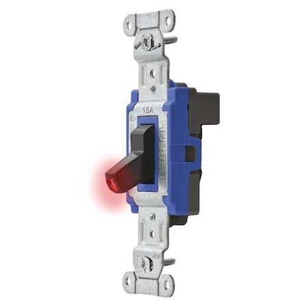 Pilot Lit Wall Swtch, 1-Pole, 120/277V, 15A MPN:SNAP1201PLBK