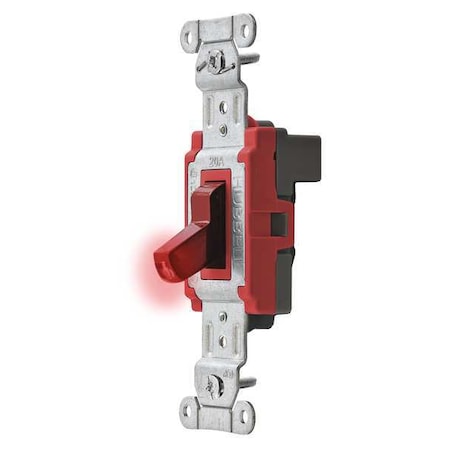 Pilot Lit Wall Swtch, 1-Pole, 120/277V, Red MPN:SNAP1221PLR