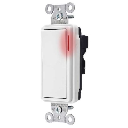 Pilot Lit Wall Swtch, 1-Pole, 120/277V, Wht MPN:SNAP2121PLW