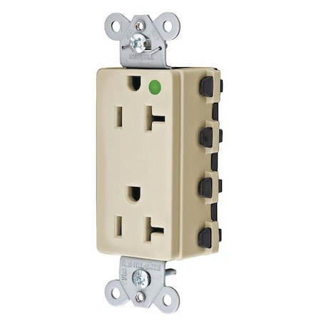 Duplex Straight Blade Receptacle, 5-20R, 20 A, 125V AC, 2 Pole, 3 Wire, Flush Mount, Grounded MPN:SNAP2182IA