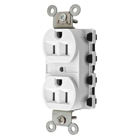 Duplex Straight Blade Receptacle, 5-15R, 15 A, 125V AC, 2 Pole, 3 Wire, Flush Mount, Grounded MPN:SNAP5262WA