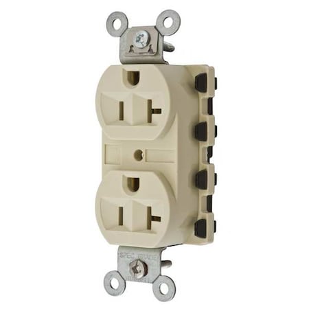 Straight Blade Receptacle, 5-20R, 20 A, 125V AC, 2 Pole, 3 Wire, Flush Mount, Grounded MPN:SNAP5362IA