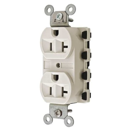 Duplex Straight Blade Receptacle, 5-20R, 20 A, 125V AC, 2 Pole, 3 Wire, Flush Mount, Grounded MPN:SNAP5362LAA