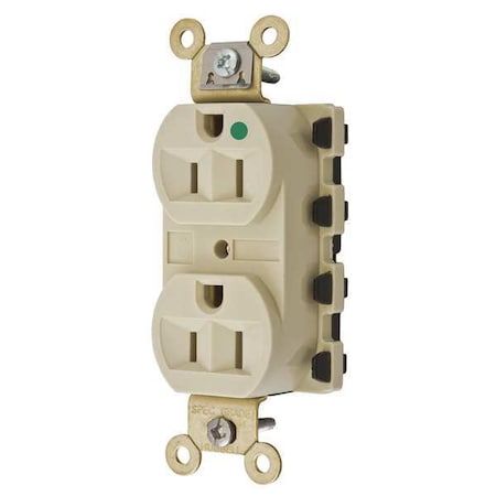Straight Blade Receptacle, 5-15R, 15 A, 125V AC, 2 Pole, 3 Wire, Flush Mount, Grounded MPN:SNAP8200IA