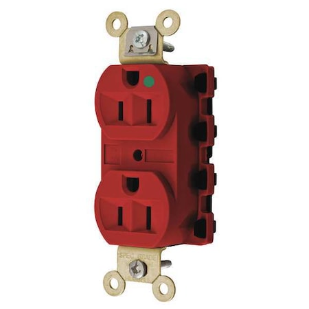 Straight Blade Receptacle, 5-15R, 15 A, 125V AC, 2 Pole, 3 Wire, Flush Mount, Grounded MPN:SNAP8200RA