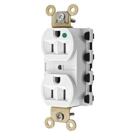 Straight Blade Receptacle, 5-15R, 15 A, 125V AC, 2 Pole, 3 Wire, Flush Mount, Grounded MPN:SNAP8200WA