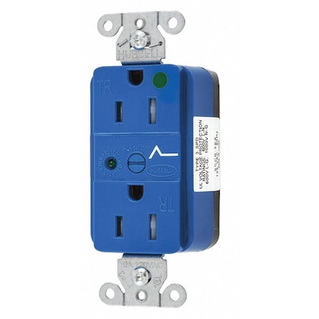 Straight Blade Receptacle, 5-15R, 15 A, 125V AC, 2 Pole, 3 Wire, Flush Mount, Grounded MPN:SNAP8262S