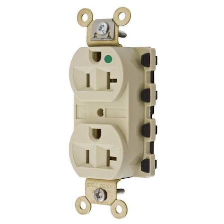 Straight Blade Receptacle, 5-20R, 20 A, 125V AC, 2 Pole, 3 Wire, Flush Mount, Grounded MPN:SNAP8300IA