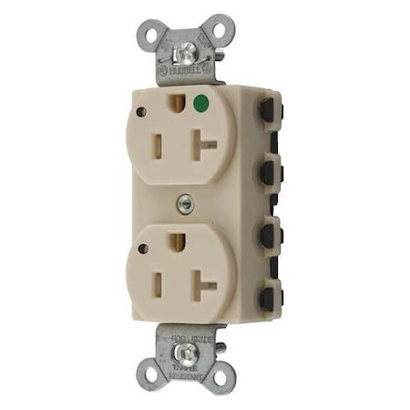 Duplex Straight Blade Receptacle, 5-20R, 20 A, 125V AC, 2 Pole, 3 Wire, Flush Mount, Grounded MPN:SNAP8300ILTRA