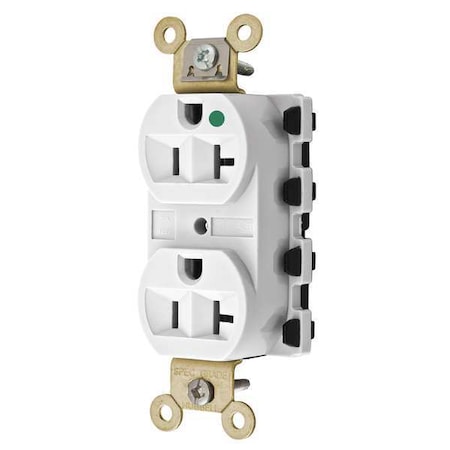 Straight Blade Receptacle, 5-20R, 20 A, 125V AC, 2 Pole, 3 Wire, Flush Mount, Grounded MPN:SNAP8300WA
