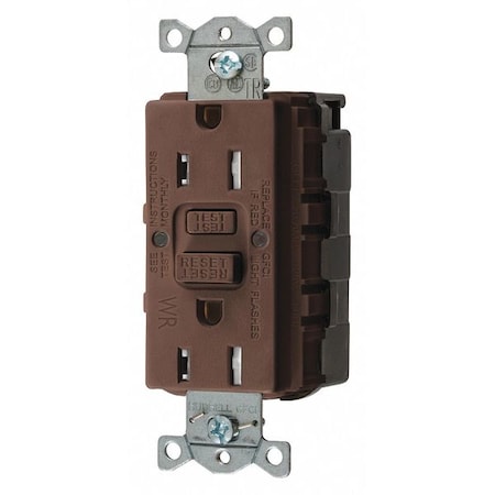 GFCI Rceptcle, Commer., Brwn, 15A, 0.5 HP MPN:SNAPGFTW15