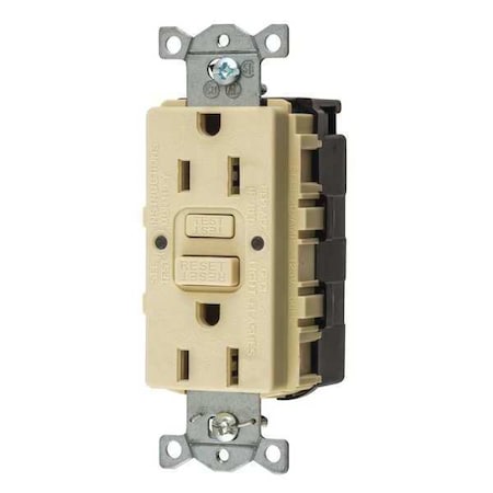 GFCI Receptacle, 15A, 125VAC, 5-15R, Ivory MPN:SNAPGFTW15I