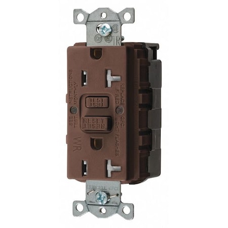 GFCIReceptacle, 20A, 125VAC, Brown, Nylon MPN:SNAPGFTW20