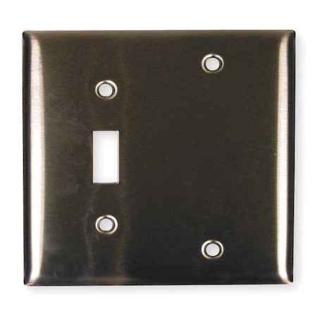 Toggle Switch/Blank Wall Plates and Box Cover, Number of Gangs: 2 Stainless Steel, Brushed Finish MPN:SS113