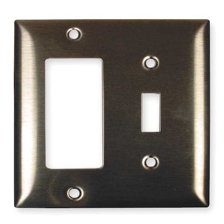 Toggle Switch/Rocker Wall Plates and Box Cover, Number of Gangs: 2 Stainless Steel, Brushed Finish MPN:SS126