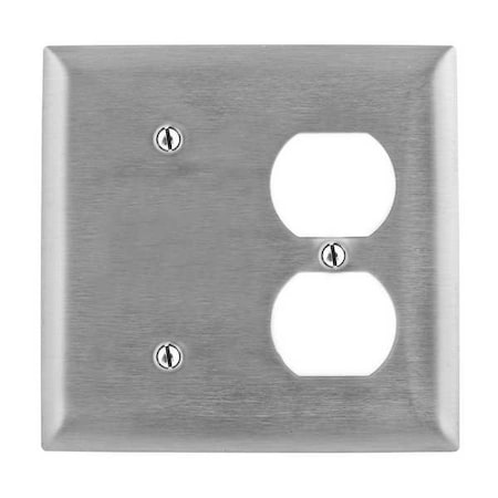 Duplex/Blank Wall Plates and Box Cover, Number of Gangs: 2 Stainless Steel, Brushed Finish, Silver MPN:SS138
