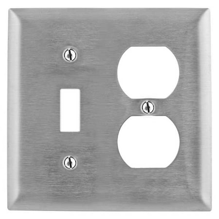 Toggle Switch/Duplex Receptacle Wall Plates and Box Cover, Number of Gangs: 2 Stainless Steel MPN:SS18