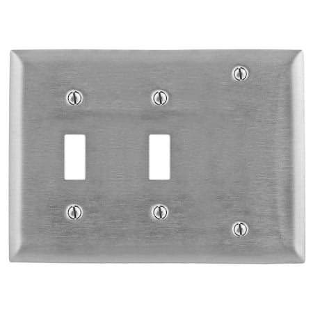 Toggle Opening Wall Plates and Box Cover, Number of Gangs: 3 Stainless Steel, Brushed Finish MPN:SS213