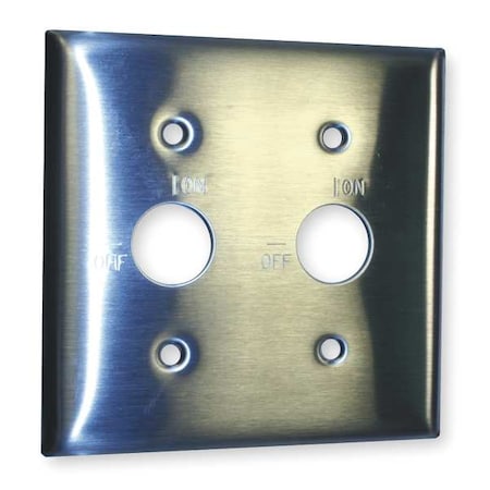 Barrel Key Wall Plates and Box Cover, Number of Gangs: 2 Stainless Steel, Brushed Finish, Silver MPN:SS22RKL