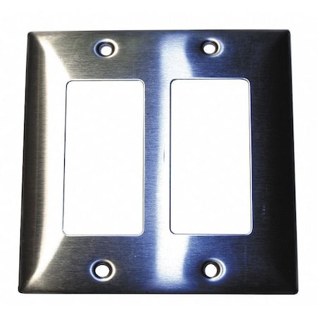 GFCI Opening Wall Plates, Number of Gangs: 2 Stainless Steel, Brushed Finish, Silver MPN:SS262