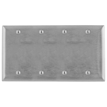 Blank Wall Plates, Number of Gangs: 4 Stainless Steel, Brushed Finish MPN:SS43