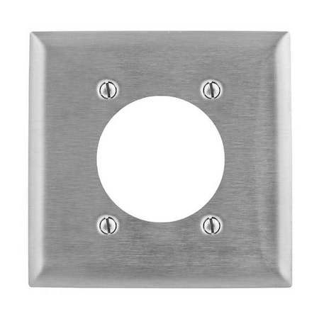 Receptacle Wall Plate, 1 Circular Opening, 2.48 in Dia, 2 Gangs, Stainless Steel, Brushed, Silver MPN:SS701