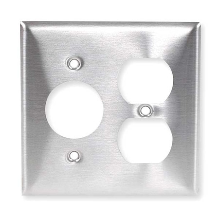 Single/Duplex Receptacle Wall Plates and Box Cover, Number of Gangs: 2 Stainless Steel, Silver MPN:SS78