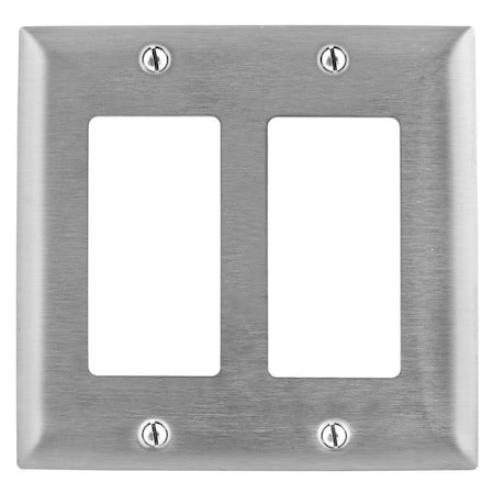 Wall Plates and Box Cover, Number of Gangs: 2 Stainless Steel, Brushed Finish MPN:SSJ262