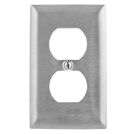 Duplex Receptacle Wall Plates and Box Cover, Number of Gangs: 1 Stainless Steel, Brushed Finish MPN:SSJ8