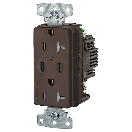 USBReceptacle, 20A, 1hp, Brn, Thrmplstc MPN:USB20CPD
